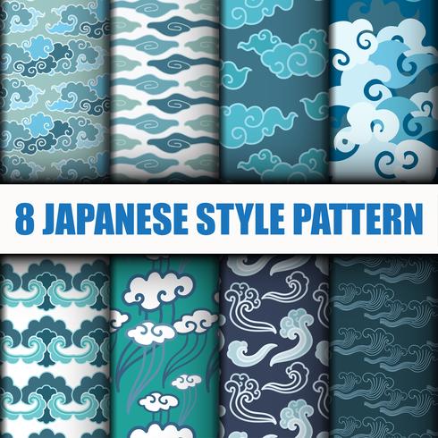 Japanese Seamless Patterns Set vector