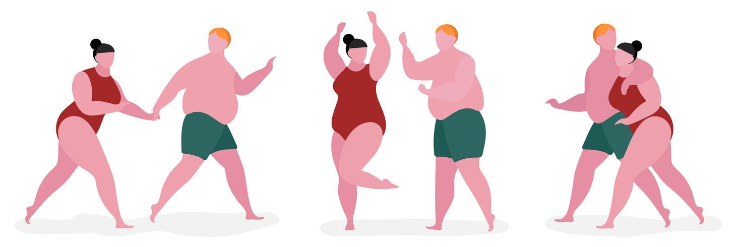 Couple fat character illustration vector