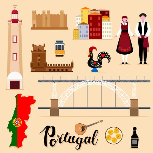 Tourist Portugal Travel set collection vector