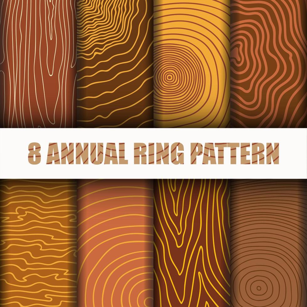 8 Annual Ring Pattern Background Set collection vector