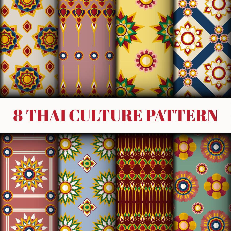 Thai Style Wallpaper and Pattern Set vector