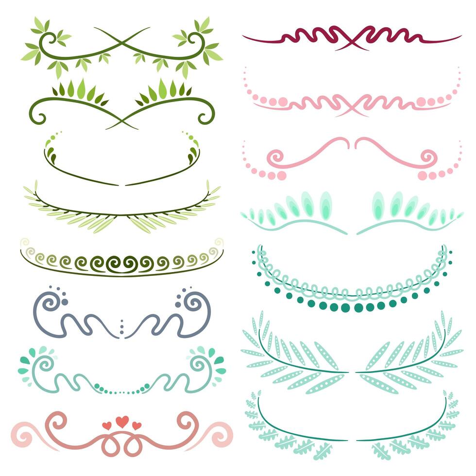 Set Of line art Decorative Elements. Vector