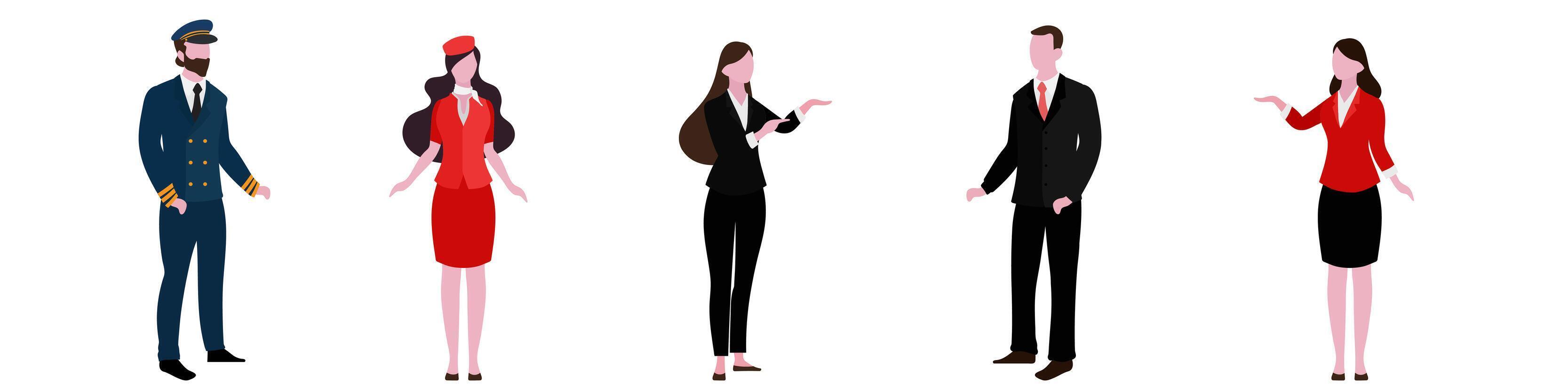 Flat Character of Airline staff Set vector