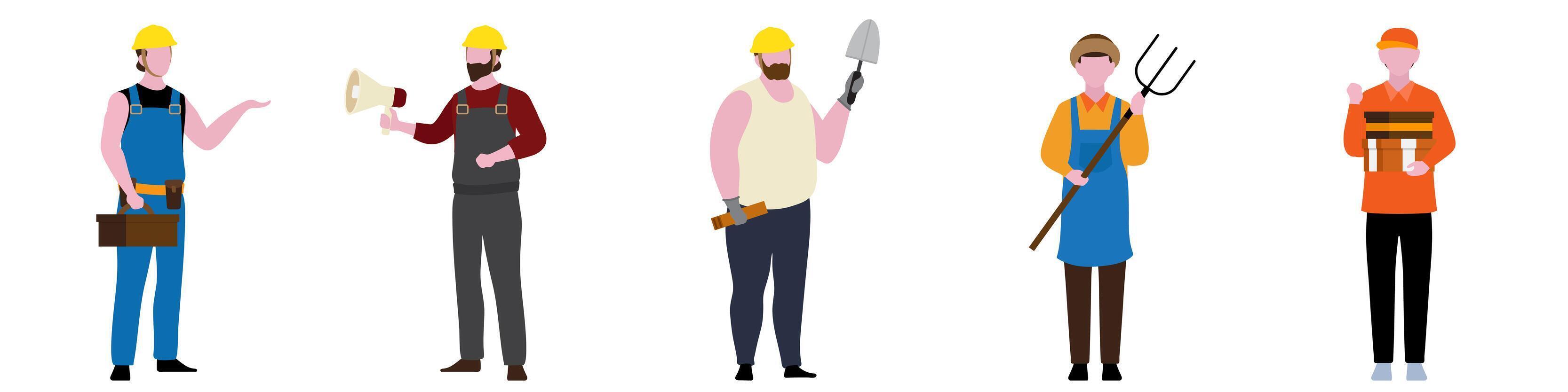 Flat Character of General contractor set vector