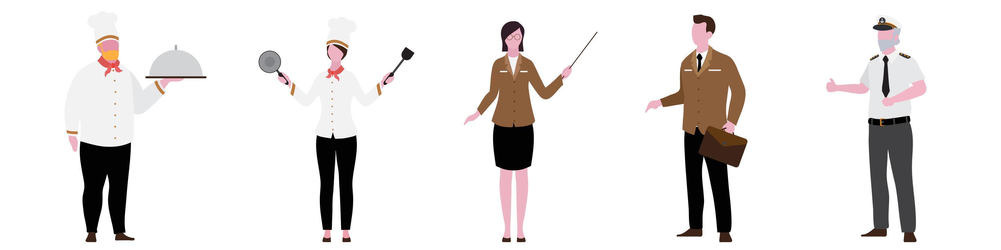 Flat Character of Cruise Staff set vector