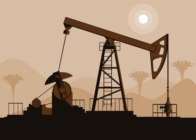 oil industry scene with derrick vector
