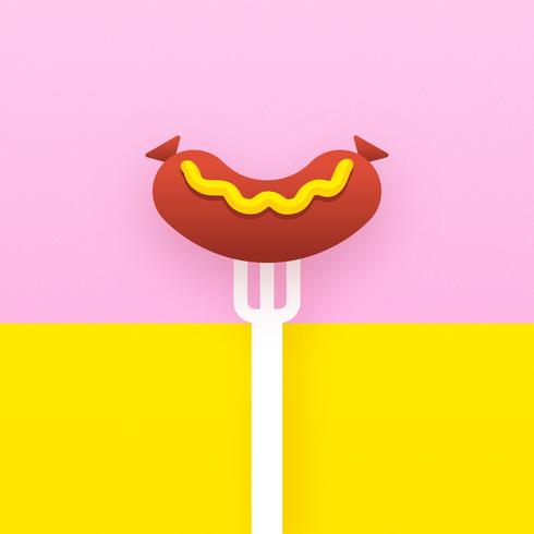 Sausage On Barbecue Fork vector