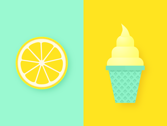 Fondo pop de rodaja de limón y helado vector