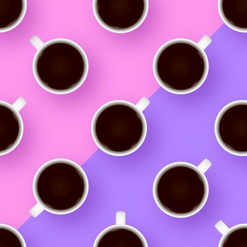 Coffee Cups Color Pop Vector Pattern Background