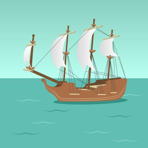 Wooden Ship with Sails vector