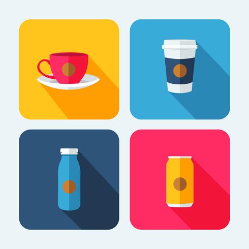 Conjunto de iconos de bebidas bebidas con sombras vector