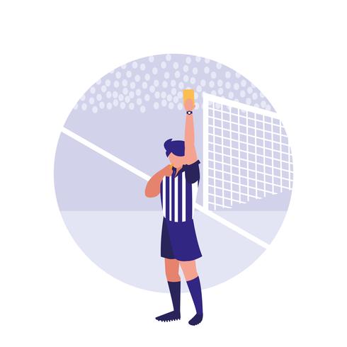 árbitro de fútbol tarjeta amarilla avatar personaje vector