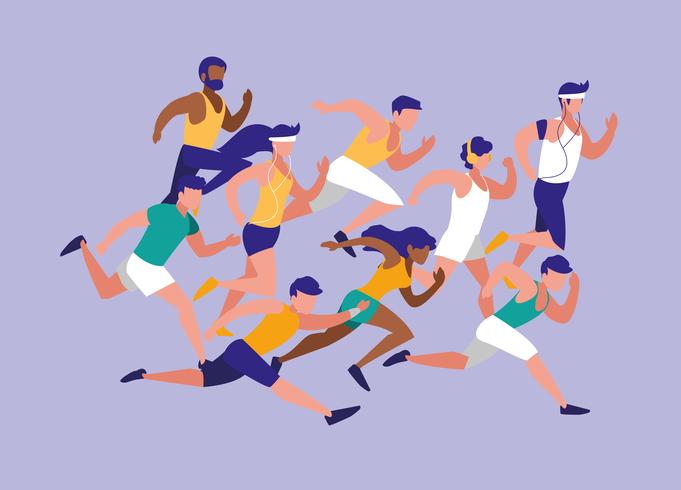 people athlete running avatar race character vector