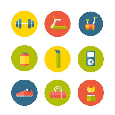 Equipment for Gym Icon set vector