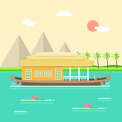 Houseboat on a Beautiful Natural Background vector