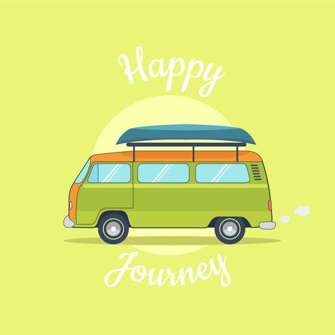 Green Camper Van with Canoe Poster vector