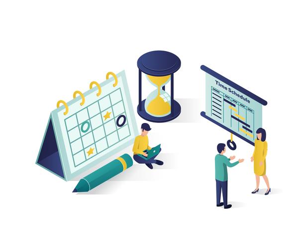 booking a schedule isometric vector illustration