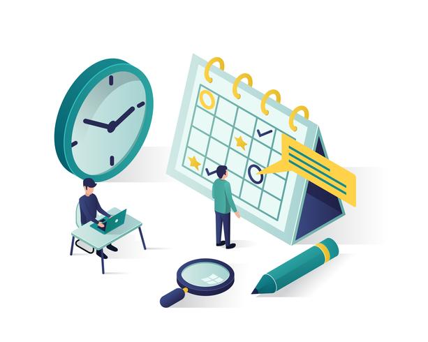 booking a schedule isometric vector illustration