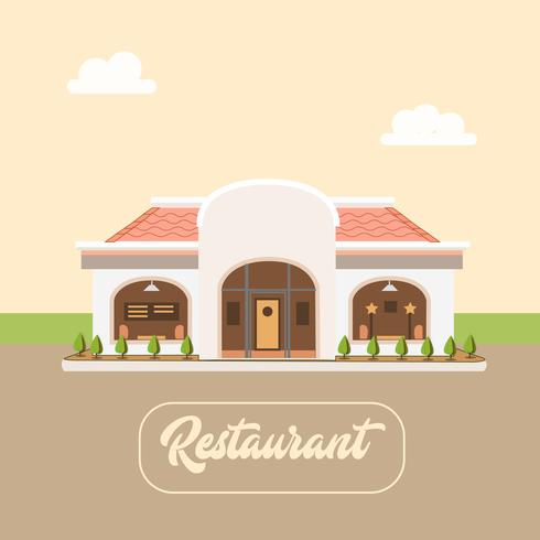 Modern Restaurant Front View with Open Parking Space vector