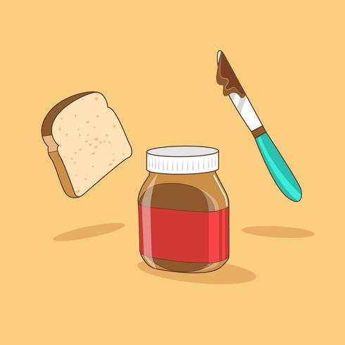 Brown Bread Breakfast with Chocolate Spread vector