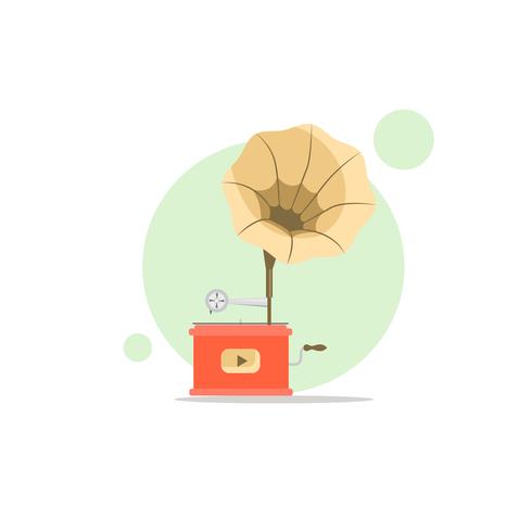 Vintage Retro Gramophone with Gold Play Button vector