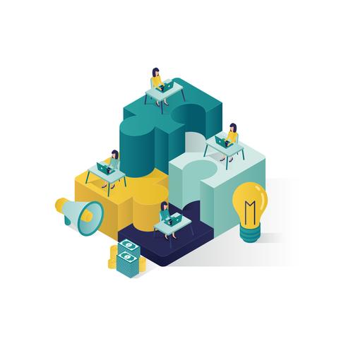 teamwork concept isometric illustration vector