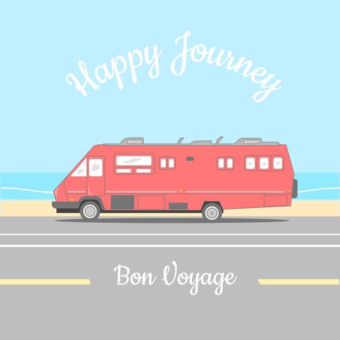 Retro Caper Van Happy Journey Poster vector