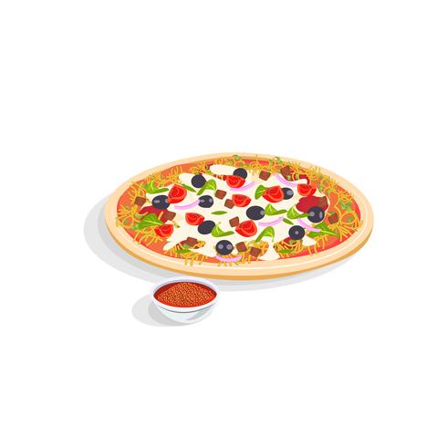 Realistic Italian Pizza and Seasonings vector