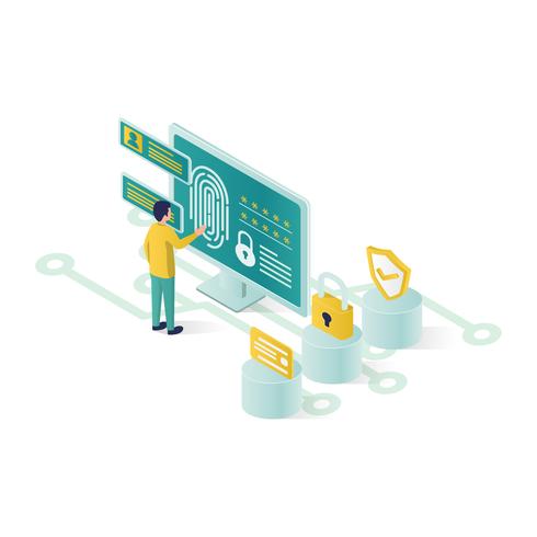 isometric data security illustration vector