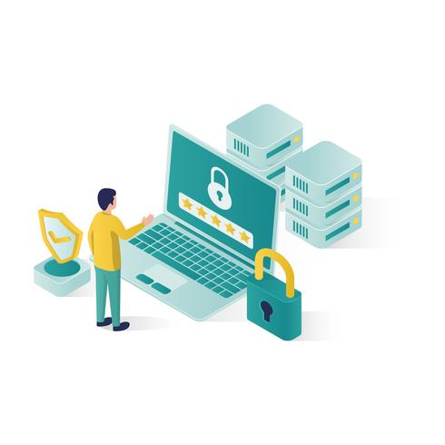 isometric data security illustration vector