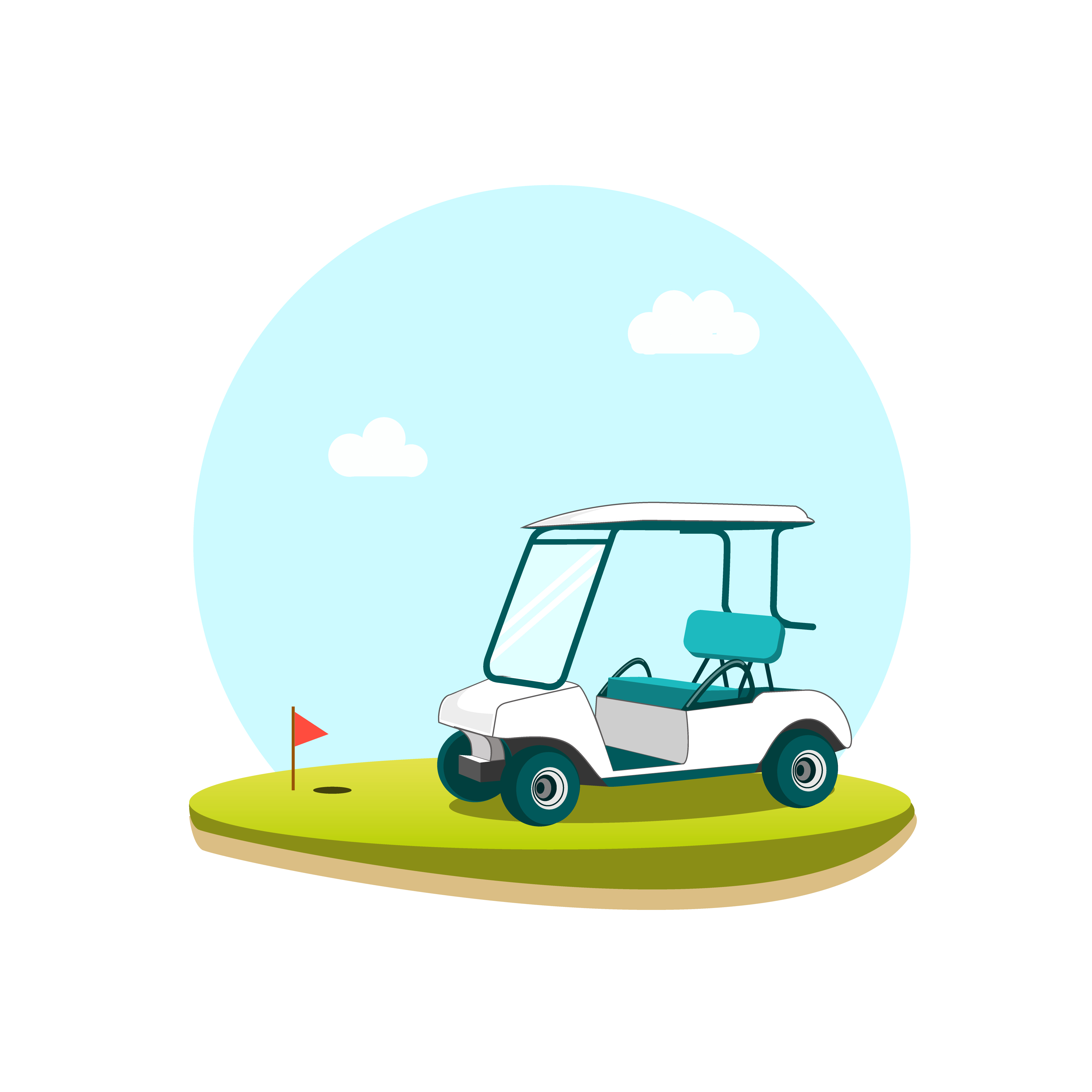 White Golf Cart on a Golf Course 661874 Vector Art at Vecteezy