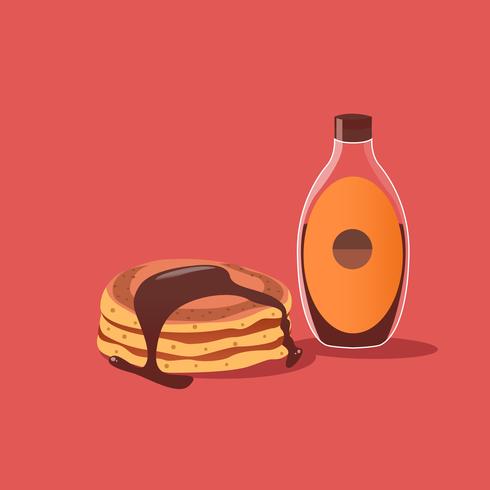 Stack of Pancakes with Chocolate Syrup  vector