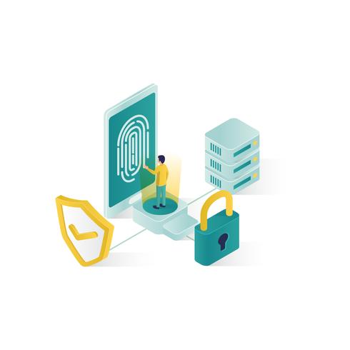isometric data security illustration vector