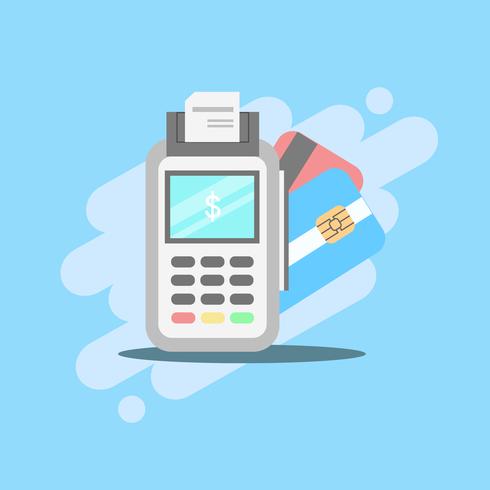 Payment POS Machine with Credit Debit Cards vector