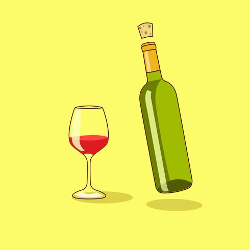 Red Wine Bottle with a Glass of Wine vector