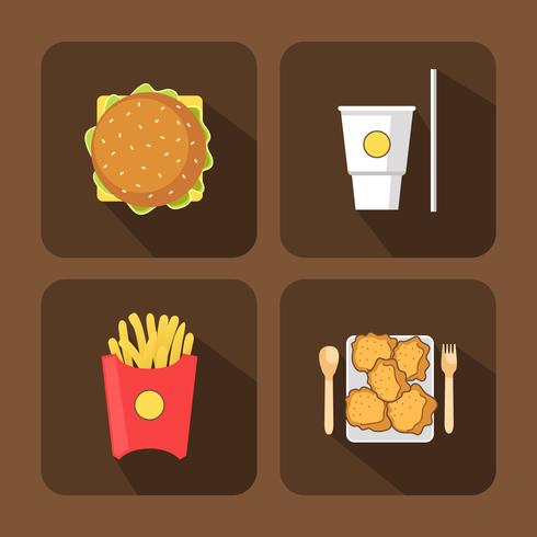 Conjunto de iconos de elementos de comida rápida vector