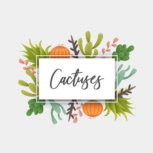 Organic Cactuses Decoration Frame vector