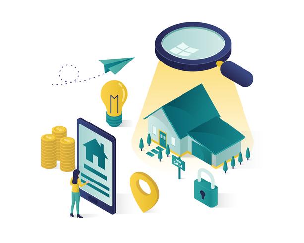real estate isometric illustration vector graphic