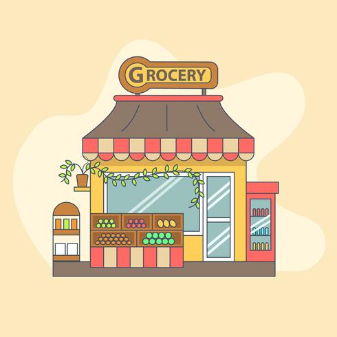 Small Grocery Store with Products displayed Outside vector