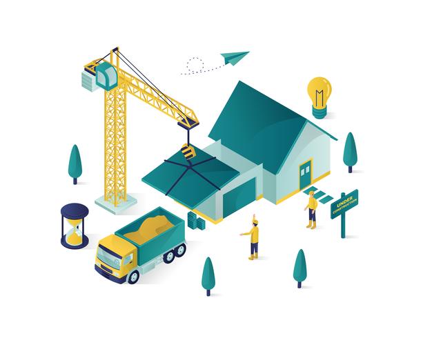 real estate construction isometric illustration vector