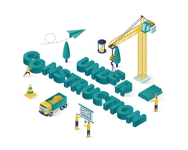 under construction isometric vector illustration