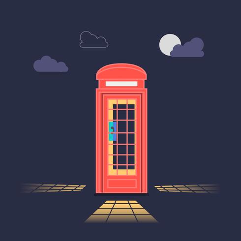 Cabina de teléfono de Londres con estilo retro vintage vector