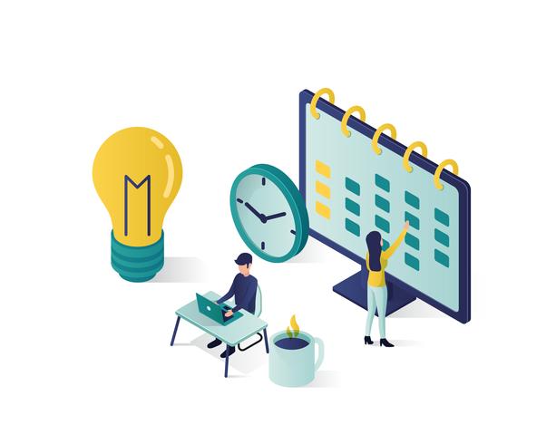 booking a schedule isometric vector illustration