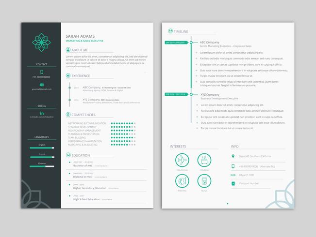 Clean and Minimal Professional Resume CV Template vector