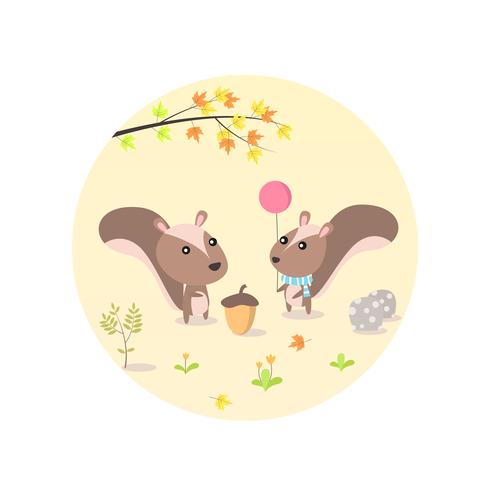 Cute Cartoon Squirrel Characters vector