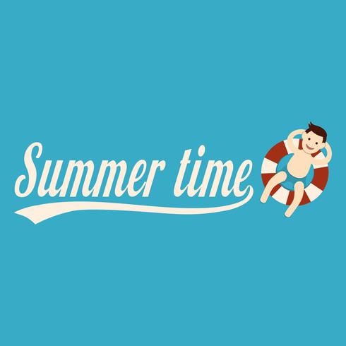 Man relaxing with lifebelt, Summertime vector