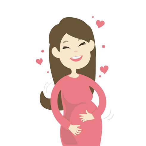 Happy smiling pregnant woman vector