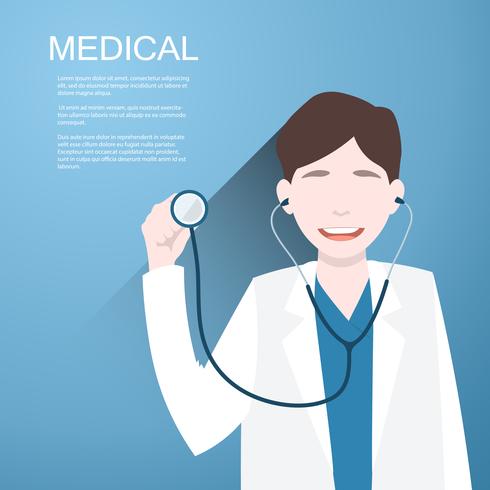 Doctor with a stethoscope in the hands on  background vector