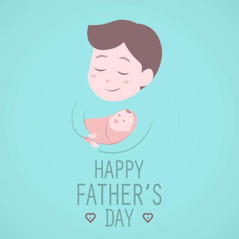 Padre con lindo bebé. Feliz Día del Padre. vector