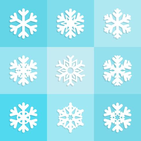 Diseño de iconos de copos de nieve, colección de invierno de Navidad vector